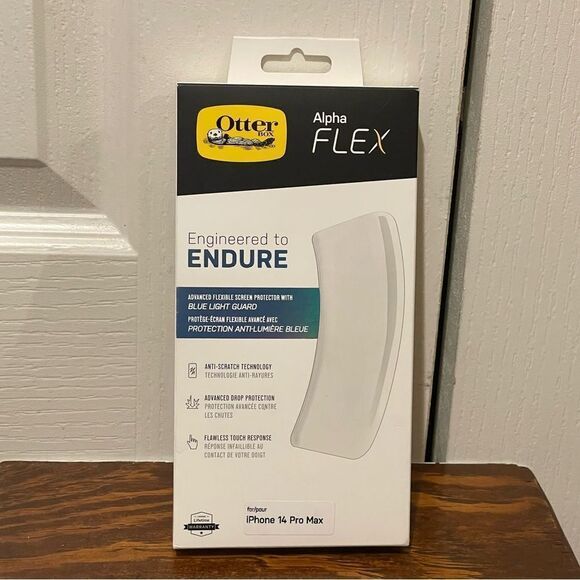 NIB Otterbox Screen Protector iPhone 14 Pro Max Alpha Flex Blue Light Guard - Picture 2 of 7